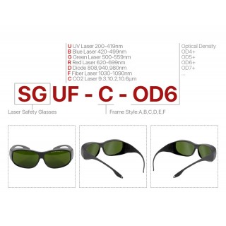 CloudRay Fiber Laser Kacamata Eyeglass Safety Google 1064nm SGUF-C-OD6